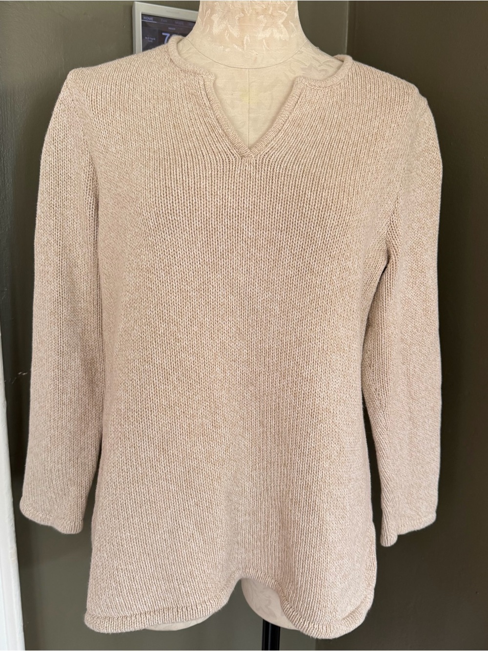 L.L. Bean V Neck 100% Cotton Sweater - Size L